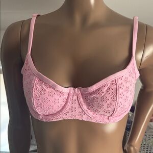 VS Pink x Frankies Pink Buttercup Eyelet Bikini Top